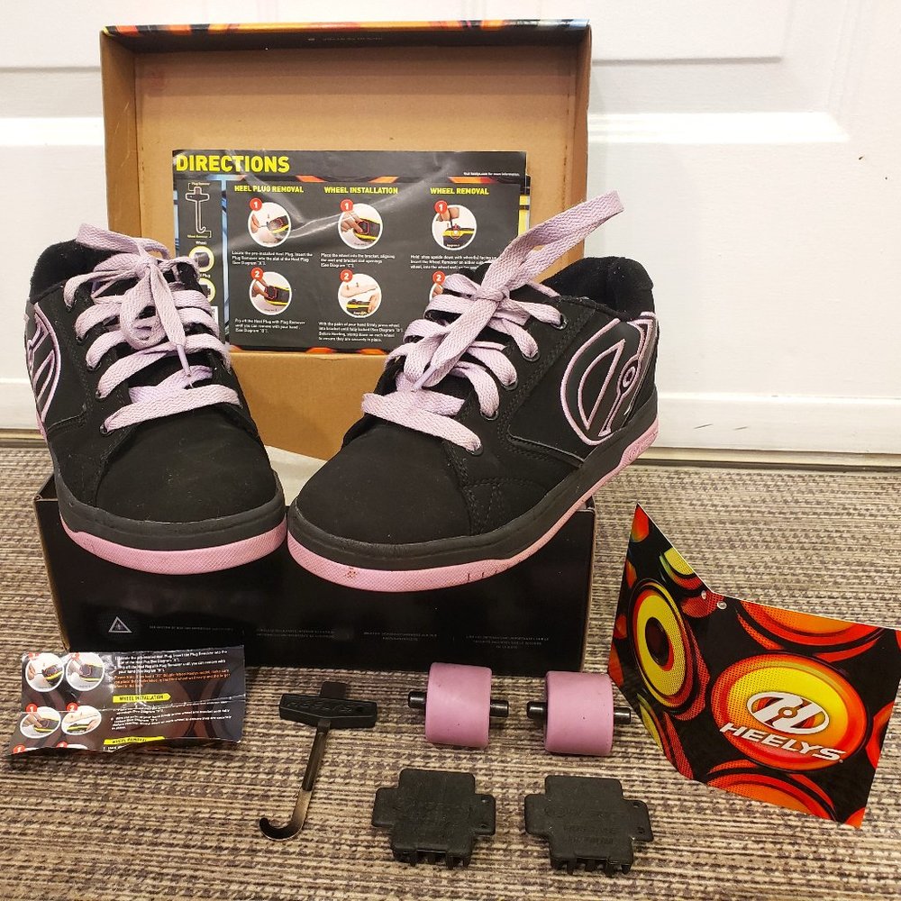 HEELYS PROPEL 2.0 SKATE SHOES - SIZE 3 YOUTH - BLACK & LILAC - STYLE # 770516H